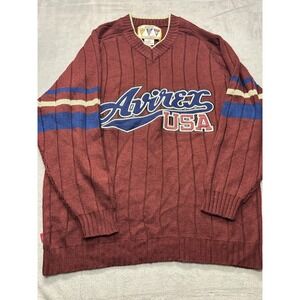 Vintage Avirex Sweater Mens XL Red Blue Knit USA Varsity Pullover Wool 90s